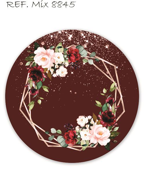 Painel Festa Redondo Sublimado Floral Com Glitter C/elástico