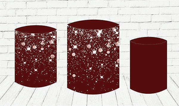 Trio De Capas P/ Cilindros Sublimado Glitter Vinho  Veste Fácil