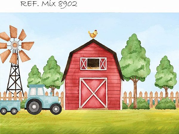 Fundo Fotográfico Em Tecido Sublimado Fazendinha