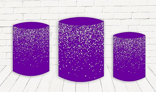 Trio De Capas P/ Cilindros Sublimado Glitter Roxo Veste Fácil