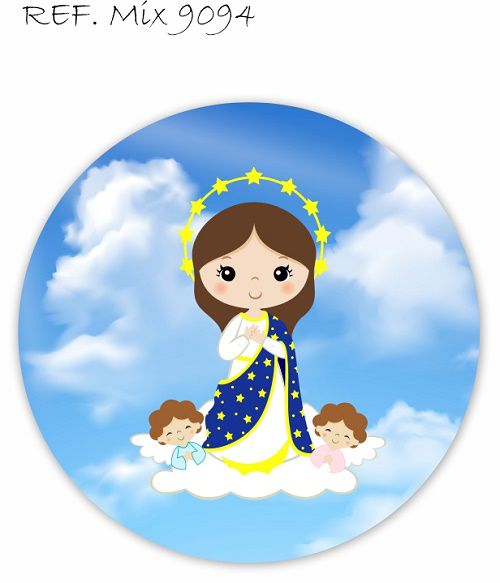 Painel Festa Redondo Sublimado Santinha C/elástico