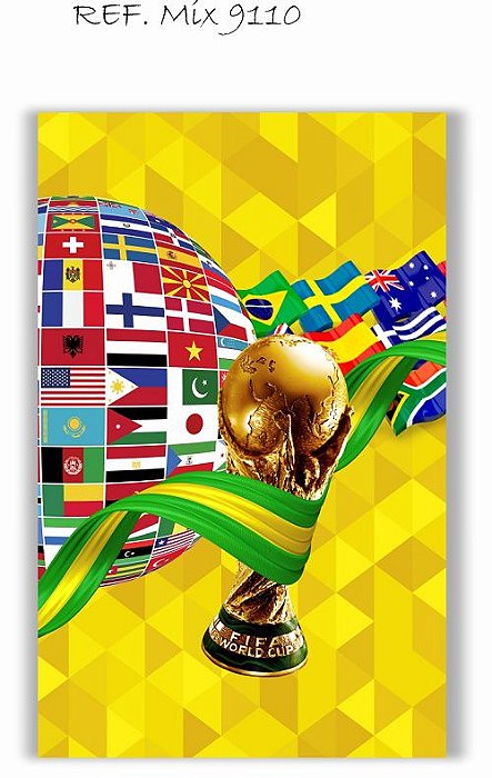 Painel Retangular Decorativo Para Festa Futebol Copa Do Mundo