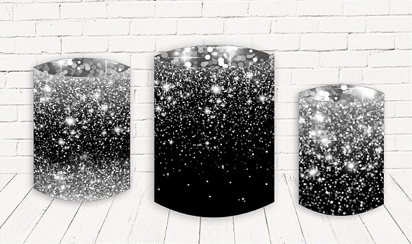 Trio De Capas P/ Cilindros Sublimado Glitter Prata Veste Fácil