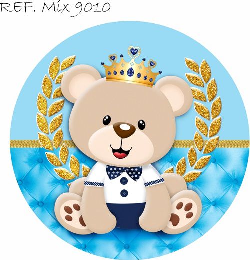 Painel Festa Redondo Sublimado Ursinho Príncipe C/elástico