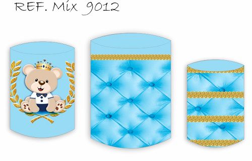 Trio De Capas P/ Cilindros Sublimado Ursinho Príncipe Veste Fácil