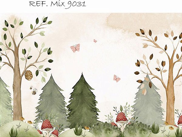 Painel Retangular Decorativo Para Festa Bosque