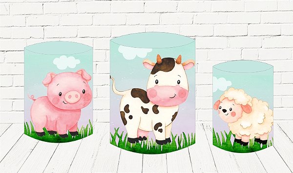 Trio De Capas P/ Cilindros Sublimado Fazendinha Veste Fácil