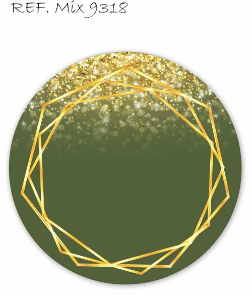 Painel Festa Redondo Sublimado Glitter Verde C/elástico