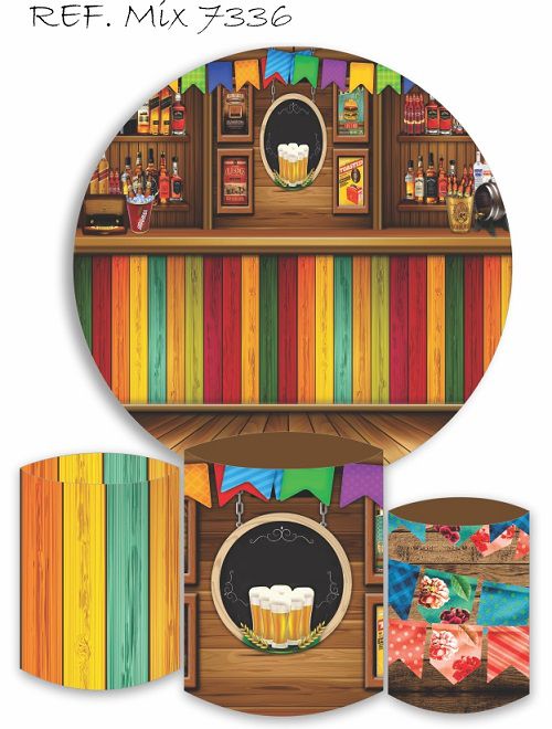 Painel Redondo Sublimado São João Peppa + Trio de Cilindros Veste Fácil