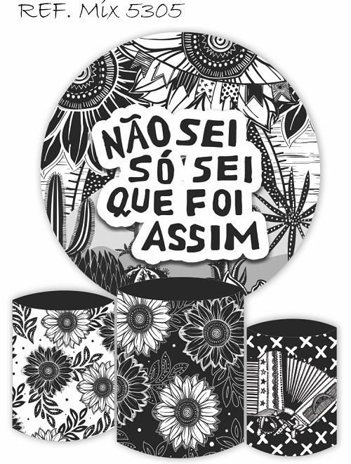 Painel Redondo Sublimado São João + Trio de Cilindros Veste Fácil