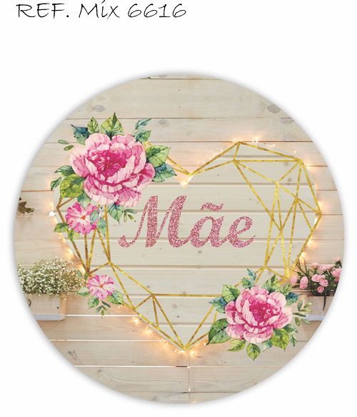 Painel Festa Redondo Sublimado Dia Das Mães da C/elástico