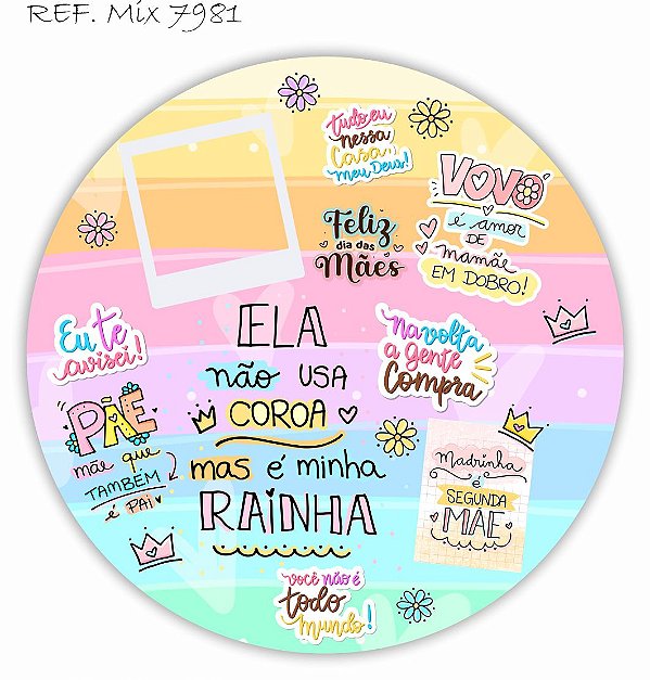 Painel Festa Redondo Sublimado Dia Das Mães da C/elástico