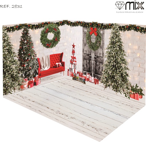Fundo Fotográfico Cenário 3D Natal (parede e chão)