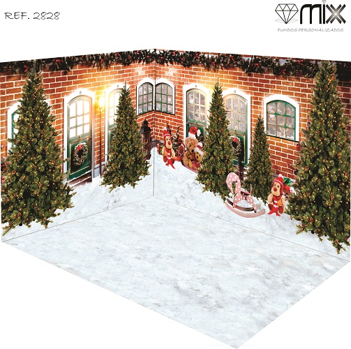 Fundo Fotográfico Cenário 3D Natal (parede e chão)