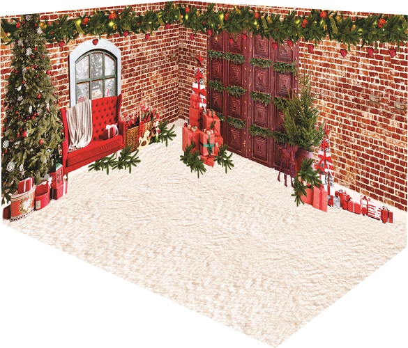 Fundo Fotográfico Cenário 3D Natal (parede e chão)