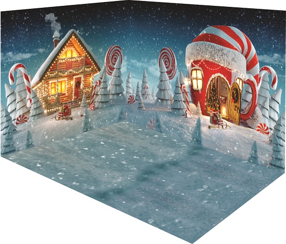 Fundo Fotográfico Cenário 3D Natal (parede e chão)