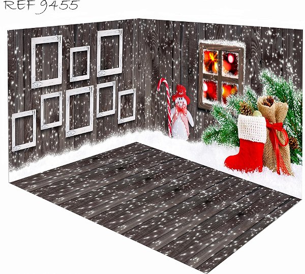 Fundo Fotográfico Cenário 3D Natal (parede e chão)