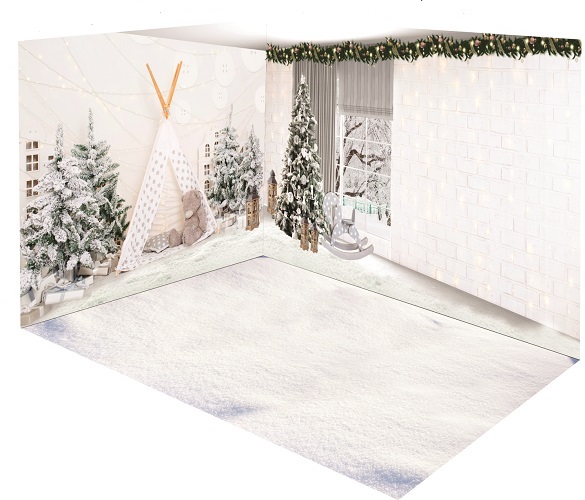 Fundo Fotográfico Cenário 3D Natal (parede e chão)