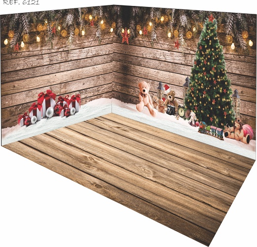 Fundo Fotográfico Cenário 3D Natal (parede e chão)