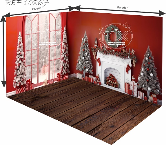 Fundo Fotográfico Cenário 3D Natal (parede e chão)