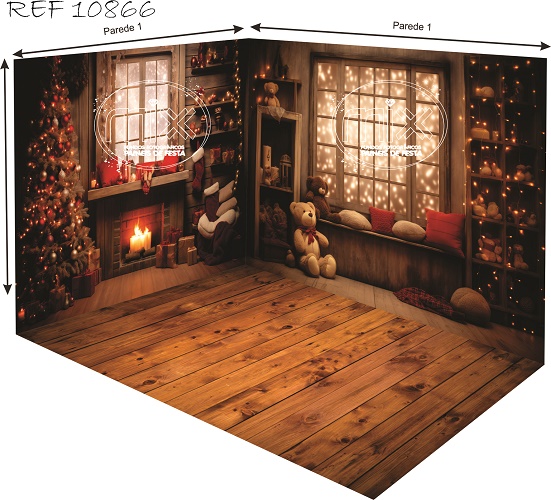 Fundo Fotográfico Cenário 3D Natal (parede e chão)