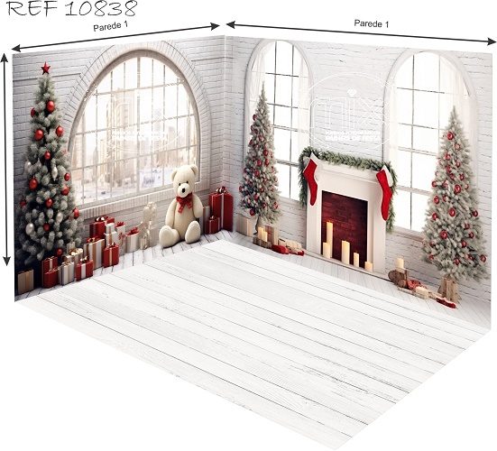 Fundo Fotográfico Cenário 3D Natal (parede e chão)
