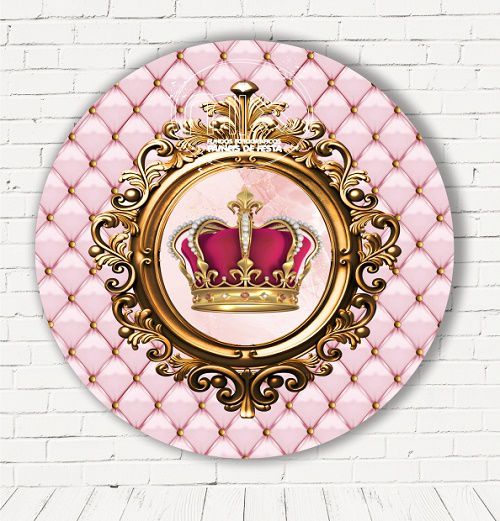 Painel Festa Redondo Sublimado Realeza Rosa C/elástico