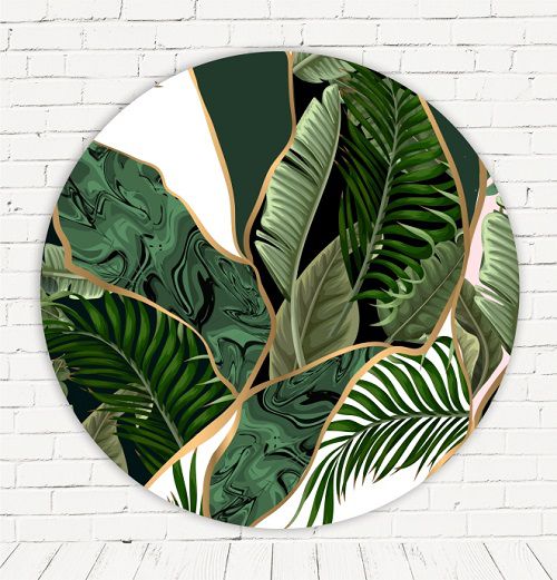 Painel Festa Redondo Sublimado Folhagem C/elástico