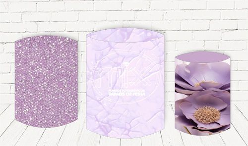 Trio De Capas P/ Cilindros Sublimado Floral Lilás Veste Fácil
