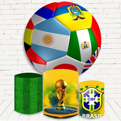Painel Redondo Sublimado Brasil + Trio de Cilindros Veste Fácil