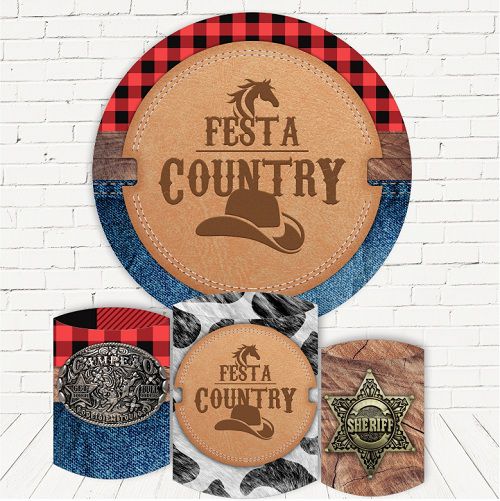 Painel Redondo Sublimado Country + Trio de Cilindros Veste Fácil