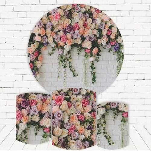 Painel Redondo Sublimado Floral + Trio de Cilindros Veste Fácil