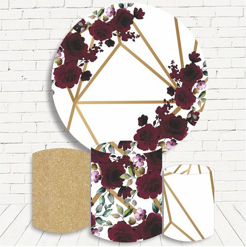 Painel Redondo Sublimado Floral + Trio de Cilindros Veste Fácil