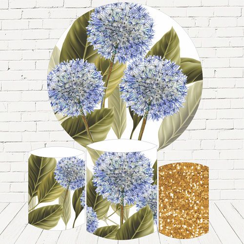 Painel Redondo Sublimado Floral + Trio de Cilindros Veste Fácil