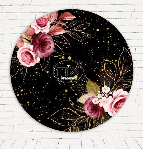 Painel Festa Redondo Sublimado Floral C/elástico