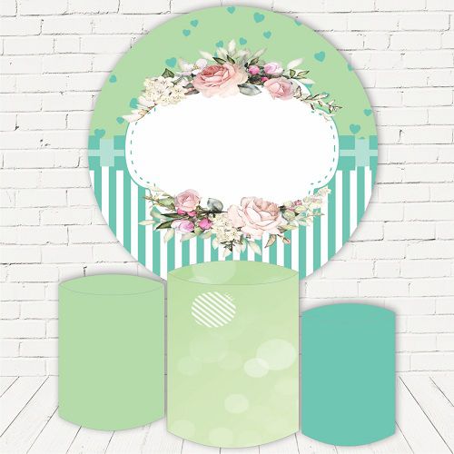 Painel Redondo Sublimado Floral + Trio de Cilindros Veste Fácil