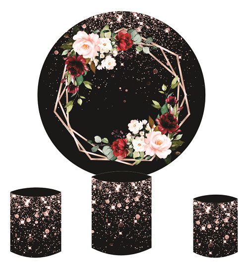 Painel Redondo Sublimado Floral Lilás + Trio de Cilindros Veste Fácil