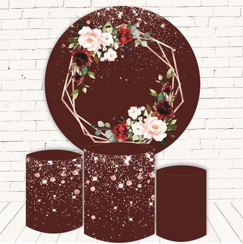 Painel Redondo Sublimado Floral  + Trio de Cilindros Veste Fácil