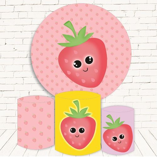 Painel Redondo Sublimado Frutinha + Trio de Cilindros Veste Fácil