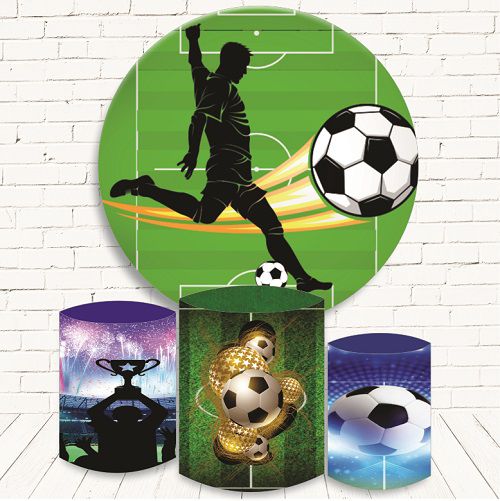 Painel Redondo Sublimado Futebol + Trio de Cilindros Veste Fácil