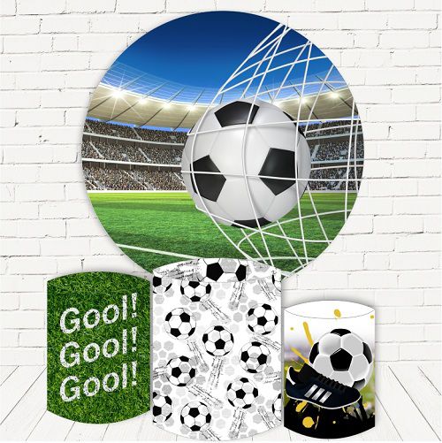 Painel Redondo Sublimado Futebol + Trio de Cilindros Veste Fácil