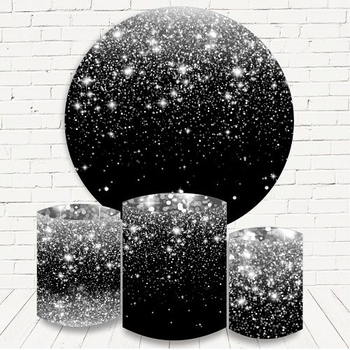 Painel Redondo Sublimado Glitter + Trio de Cilindros Veste Fácil