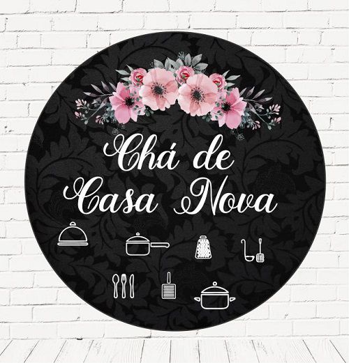 Painel Festa Redondo Sublimado Chá de casa nova C/elástico