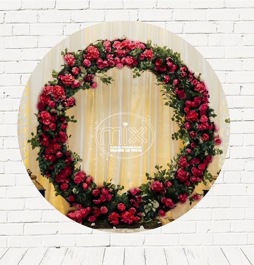 Painel Festa Redondo Sublimado Floral C/elástico