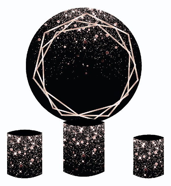 Painel Redondo Sublimado Glitter + Trio de Cilindros Veste Fácil