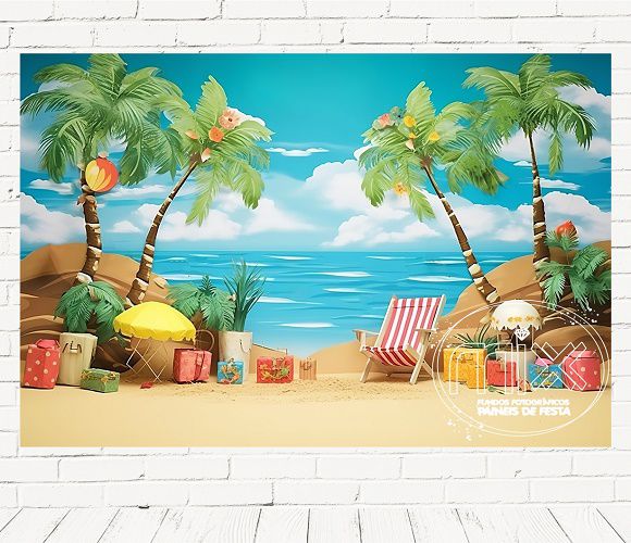 Fundo Fotográfico Em Tecido Cenario Verão Praia