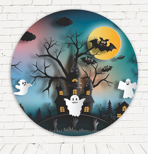 Painel Festa Redondo Sublimado Halloween C/elástico