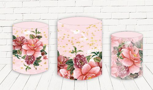 Trio De Capas P/ Cilindros Sublimado 15 Anos, Floral Veste Fácil