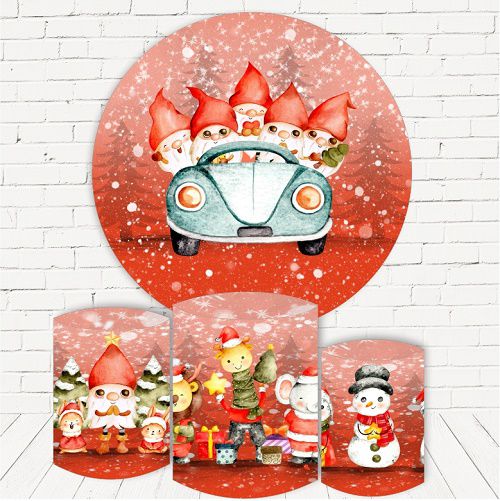 Painel Redondo Sublimado Natal + Trio de Cilindros Veste Fácil