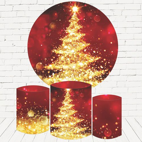 Painel Redondo Sublimado Natal + Trio de Cilindros Veste Fácil